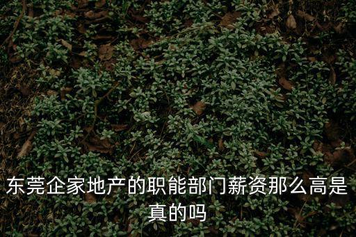 東莞企家地產(chǎn)的職能部門薪資那么高是真的嗎