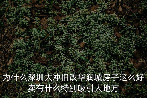 為什么深圳大沖舊改華潤城房子這么好賣有什么特別吸引人地方