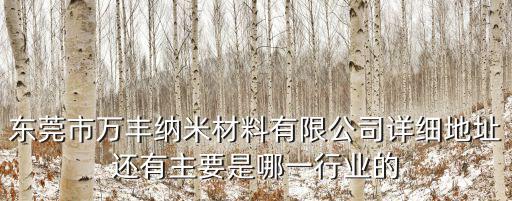 東莞市萬豐納米材料有限公司詳細地址還有主要是哪一行業的