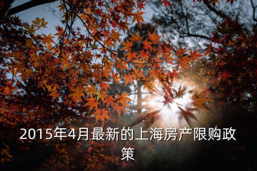 2015年4月最新的上海房產限購政策