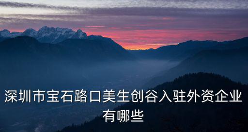 深圳市寶石路口美生創谷入駐外資企業有哪些