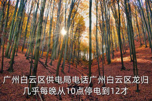 廣州白云區(qū)供電局電話廣州白云區(qū)龍歸幾乎每晚從10點停電到12才