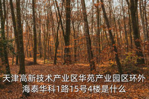 天津高新技術產業區華苑產業園區環外海泰華科1路15號4樓是什么