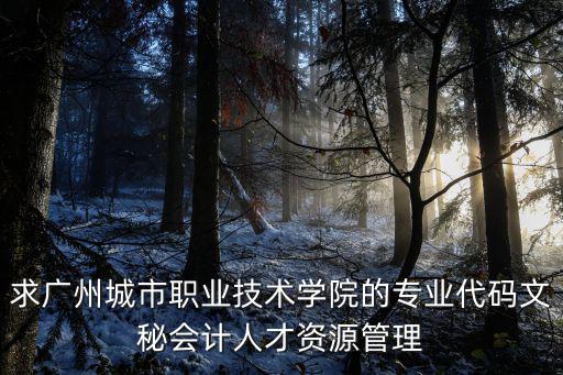 求廣州城市職業技術學院的專業代碼文秘會計人才資源管理