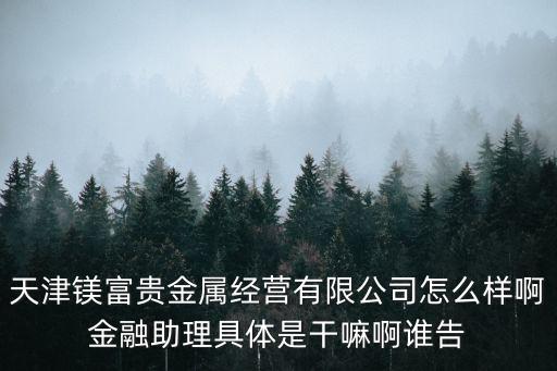 天津鎂富貴金屬經營有限公司怎么樣啊金融助理具體是干嘛啊誰告