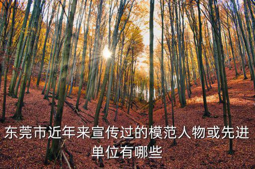 東莞市近年來(lái)宣傳過(guò)的模范人物或先進(jìn)單位有哪些