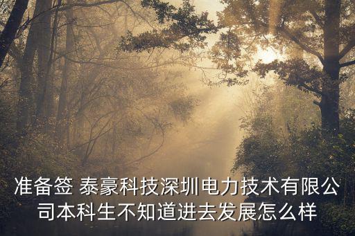 準備簽 泰豪科技深圳電力技術有限公司本科生不知道進去發展怎么樣