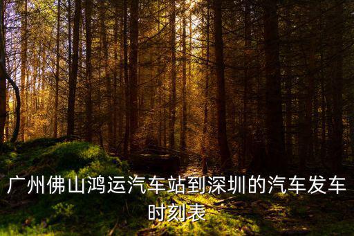 廣州佛山鴻運汽車站到深圳的汽車發車時刻表