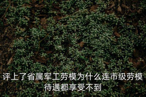 評上了省屬軍工勞模為什么連市級勞模待遇都享受不到