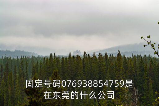 固定號碼076938854759是在東莞的什么公司