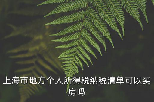 上海市購房個人所得稅，上海市地方個人所得稅納稅清單可以買房嗎