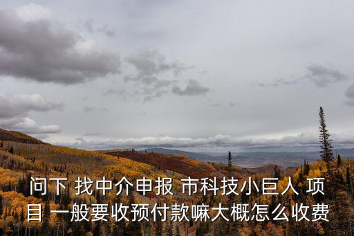 問下 找中介申報 市科技小巨人 項目 一般要收預付款嘛大概怎么收費