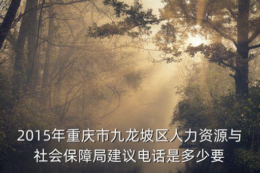 2015年重慶市九龍坡區人力資源與社會保障局建議電話是多少要