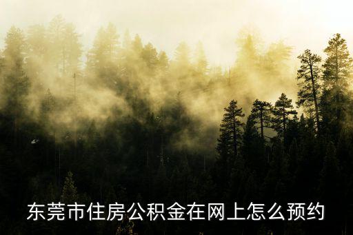 東莞市住房公積金在網上怎么預約