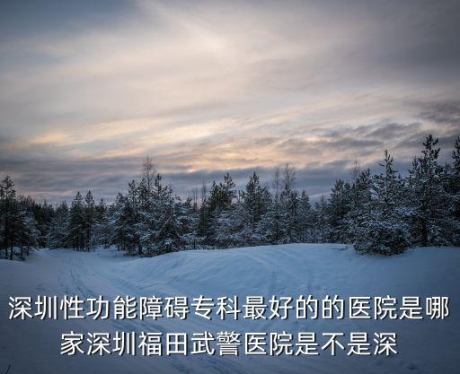 深圳性功能障礙專科最好的的醫(yī)院是哪家深圳福田武警醫(yī)院是不是深