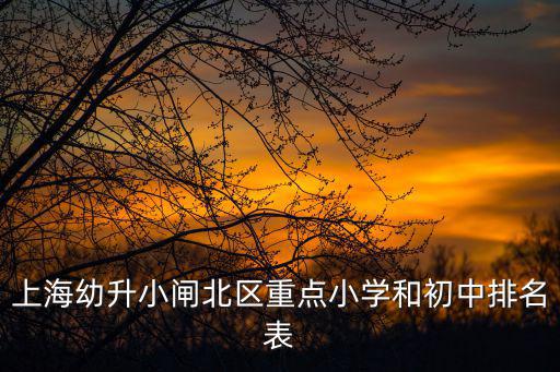 上海幼升小閘北區重點小學和初中排名表