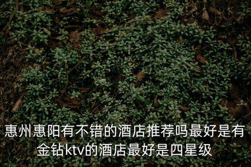 惠州惠陽有不錯的酒店推薦嗎最好是有金鉆ktv的酒店最好是四星級