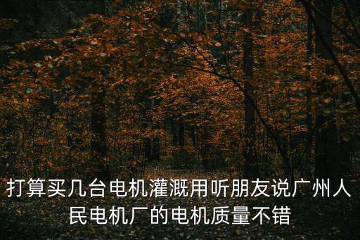 打算買幾臺電機(jī)灌溉用聽朋友說廣州人民電機(jī)廠的電機(jī)質(zhì)量不錯