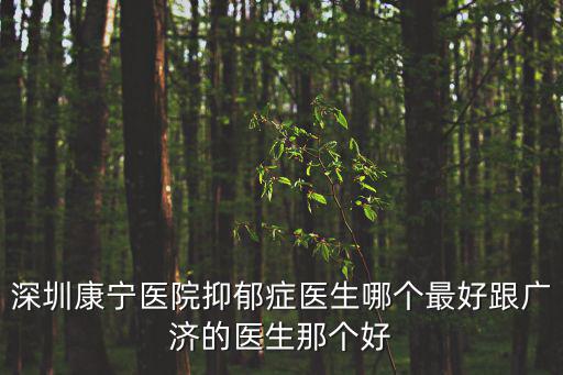 深圳康寧醫(yī)院抑郁癥醫(yī)生哪個最好跟廣濟的醫(yī)生那個好