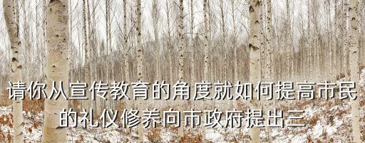 請你從宣傳教育的角度就如何提高市民的禮儀修養向市政府提出三