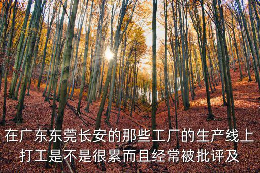 在廣東東莞長安的那些工廠的生產線上打工是不是很累而且經常被批評及