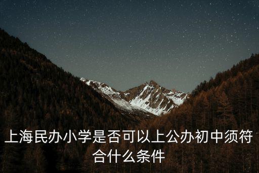上海民辦小學是否可以上公辦初中須符合什么條件