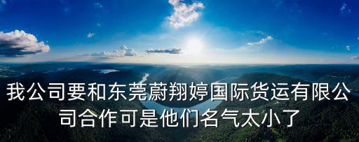 我公司要和東莞蔚翔婷國際貨運有限公司合作可是他們名氣太小了