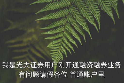 我是光大證券用戶剛開通融資融券業(yè)務(wù)有問題請(qǐng)假各位 普通賬戶里