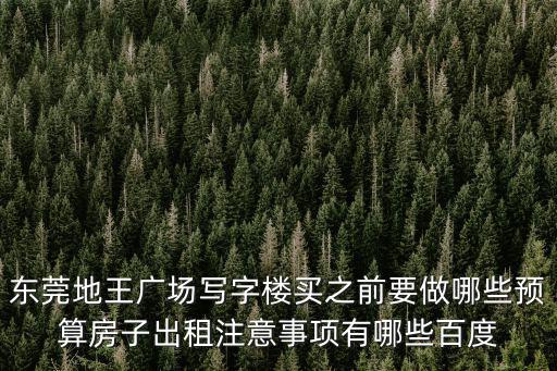 東莞地王廣場(chǎng)寫字樓買之前要做哪些預(yù)算房子出租注意事項(xiàng)有哪些百度