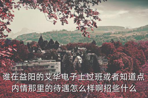 誰在益陽的艾華電子上過班或者知道點內情那里的待遇怎么樣啊招些什么