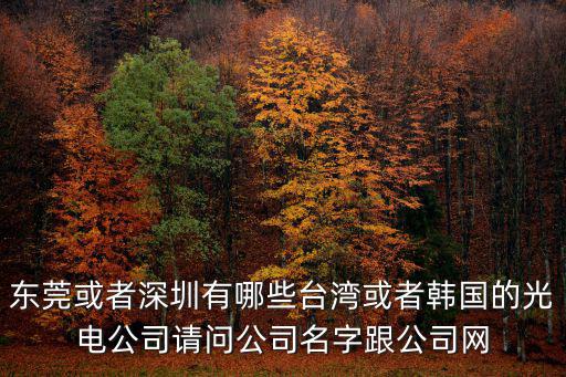 東莞或者深圳有哪些臺灣或者韓國的光電公司請問公司名字跟公司網