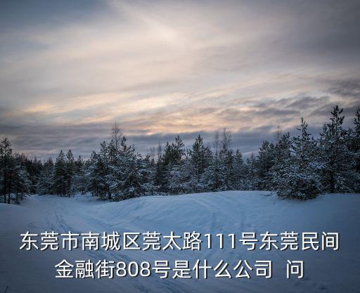 東莞市南城區(qū)莞太路111號(hào)東莞民間金融街808號(hào)是什么公司  問(wèn)