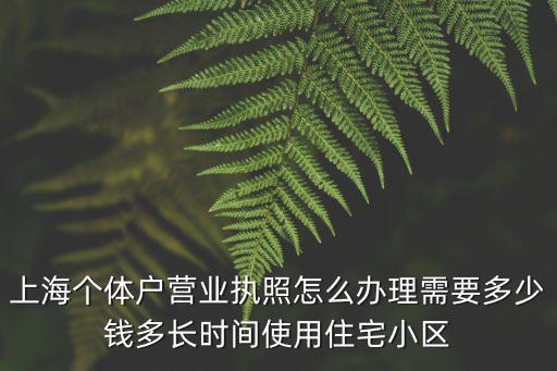 上海市個體工商戶辦理，上海個體戶營業(yè)執(zhí)照怎么辦理需要多少錢多長時間使用住宅小區(qū)