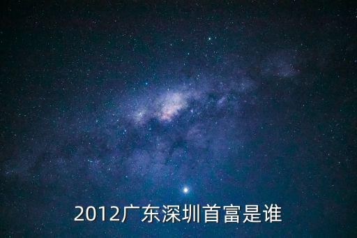 2012廣東深圳首富是誰