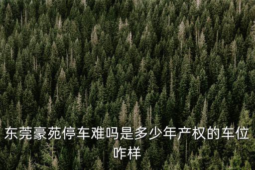 東莞豪苑停車難嗎是多少年產(chǎn)權(quán)的車位咋樣