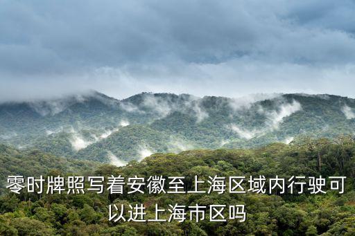 零時牌照寫著安徽至上海區域內行駛可以進上海市區嗎