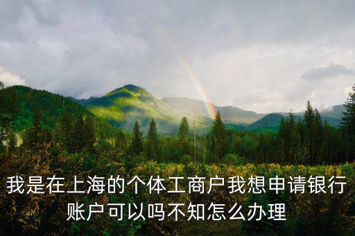 我是在上海的個體工商戶我想申請銀行賬戶可以嗎不知怎么辦理