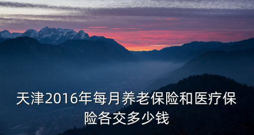 天津2016年每月養老保險和醫療保險各交多少錢