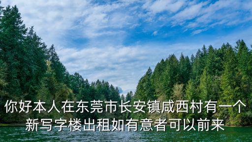 你好本人在東莞市長安鎮(zhèn)咸西村有一個新寫字樓出租如有意者可以前來
