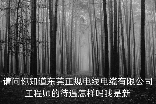 請問你知道東莞正規電線電纜有限公司工程師的待遇怎樣嗎我是新