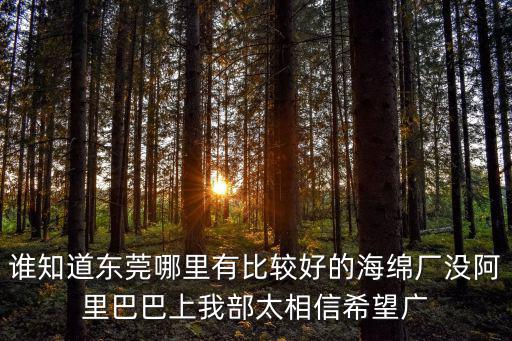 誰知道東莞哪里有比較好的海綿廠沒阿里巴巴上我部太相信希望廣