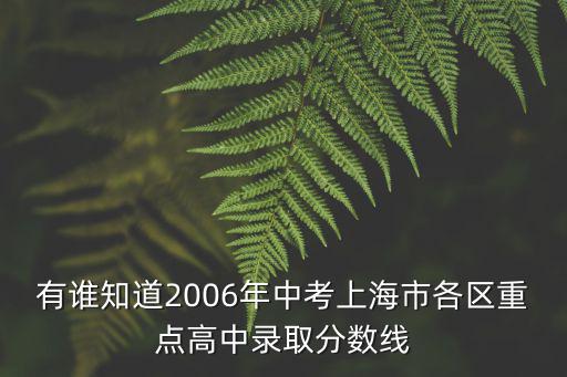 有誰(shuí)知道2006年中考上海市各區(qū)重點(diǎn)高中錄取分?jǐn)?shù)線
