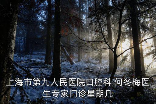 上海市第九人民醫院口腔科專家門診，上海市第九人民醫院口腔科 何冬梅醫生專家門診星期幾