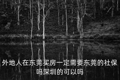 外地人在東莞買房一定需要東莞的社保嗎深圳的可以嗎