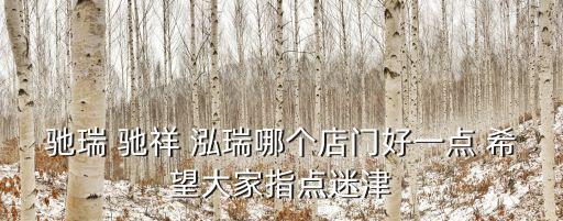 馳瑞 馳祥 泓瑞哪個店門好一點 希望大家指點迷津