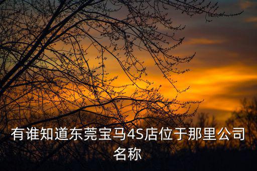 有誰(shuí)知道東莞寶馬4S店位于那里公司名稱