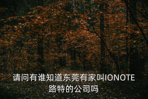 東莞路特電子，請問有誰知道東莞有家叫IONOTE路特的公司嗎