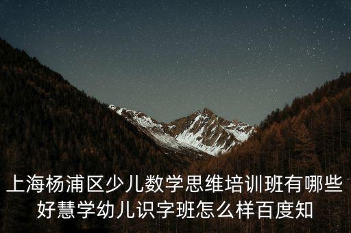 少兒思維邏輯課 上海市，上海楊浦區少兒數學思維培訓班有哪些好慧學幼兒識字班怎么樣百度知