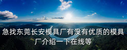 急找東莞長安模具廠有沒有優(yōu)質(zhì)的模具廠介紹一下在線等