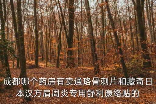 成都哪個藥房有賣通珞骨刺片和藏奇日本漢方肩周炎專用舒利康絡貼的